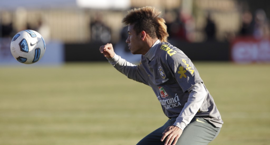 Neymar training for Brazil at the Copa America 2011 in Argentina